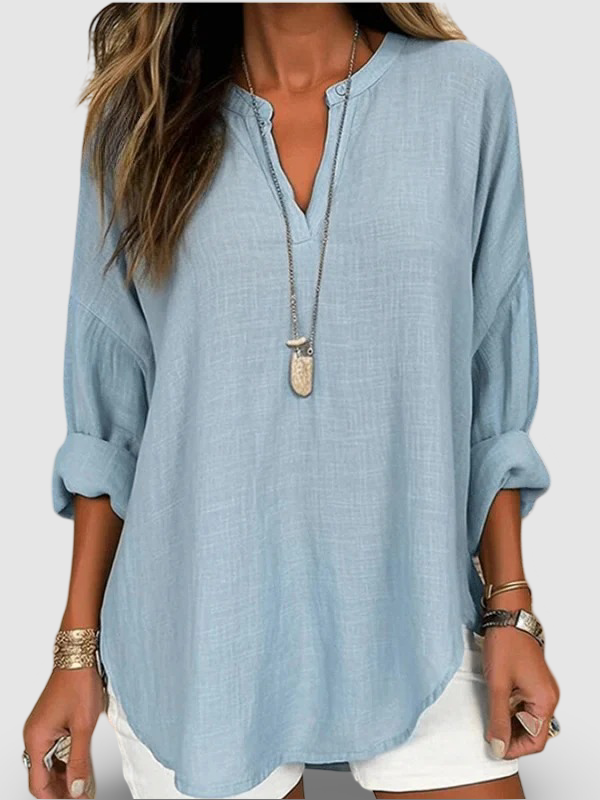 Women's Long Sleeve Round Neck || Solid Color Loose Beach Shirt