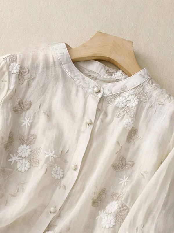 Art Retro Embroidery || 3/4 Sleeve Patchwork Shirt