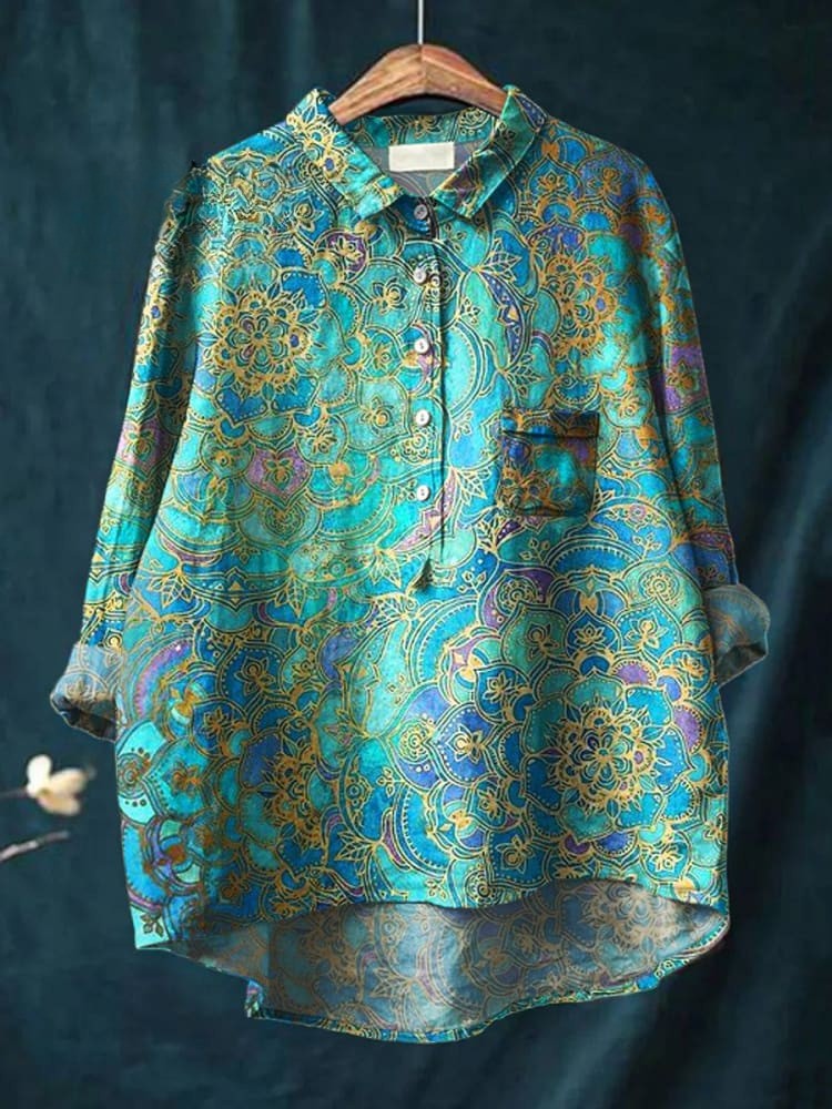 Women's Retro Art Print Casual Shirt