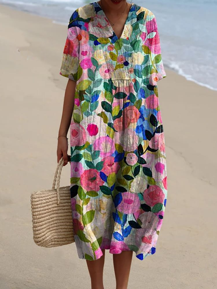Colorful Spring Floral Garden Printed Women's Flowy Dress Regular price