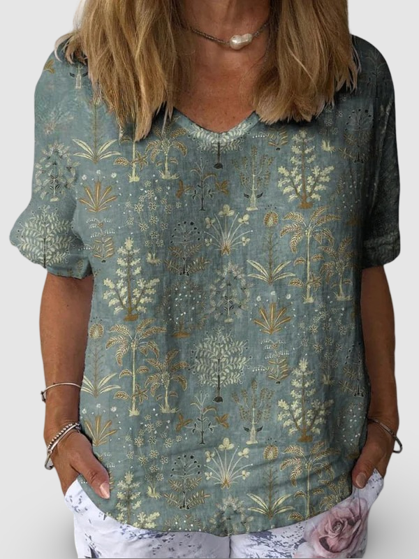 Woodland Vegetation Pattern Printed || Women's Casual Shirt