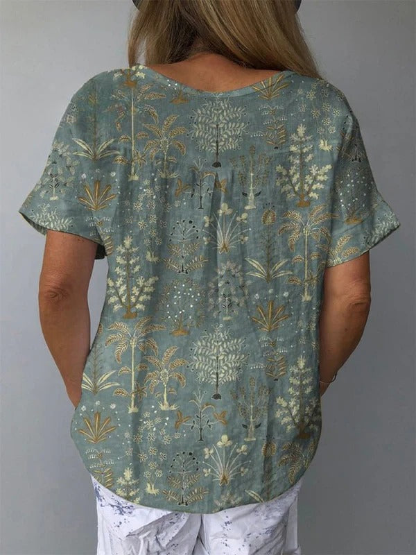 Woodland Vegetation Pattern Printed || Women's Casual Shirt